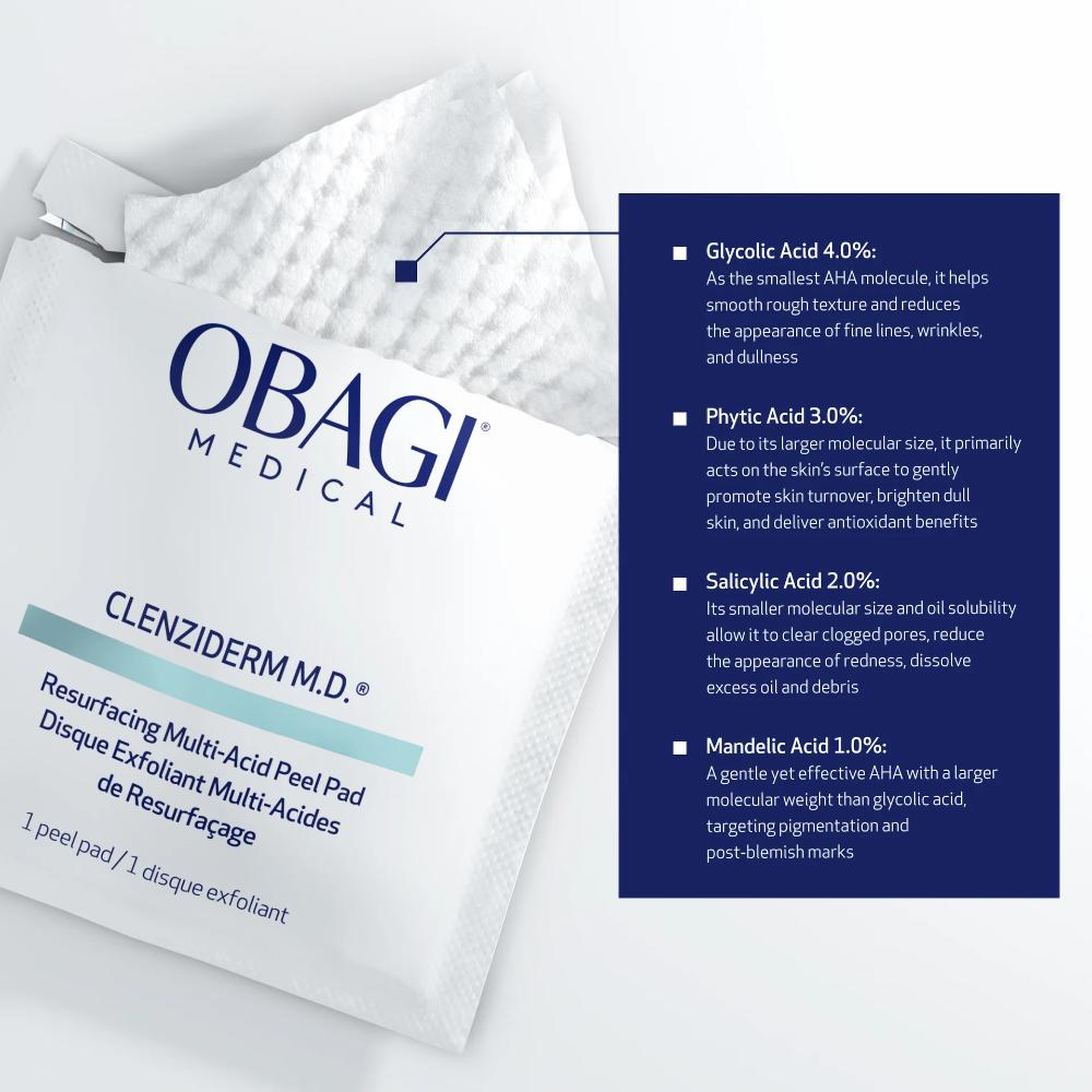 Obagi CLENZIDERM M.D. Resurfacing Multi-Acid Peel Pads (30 Count)