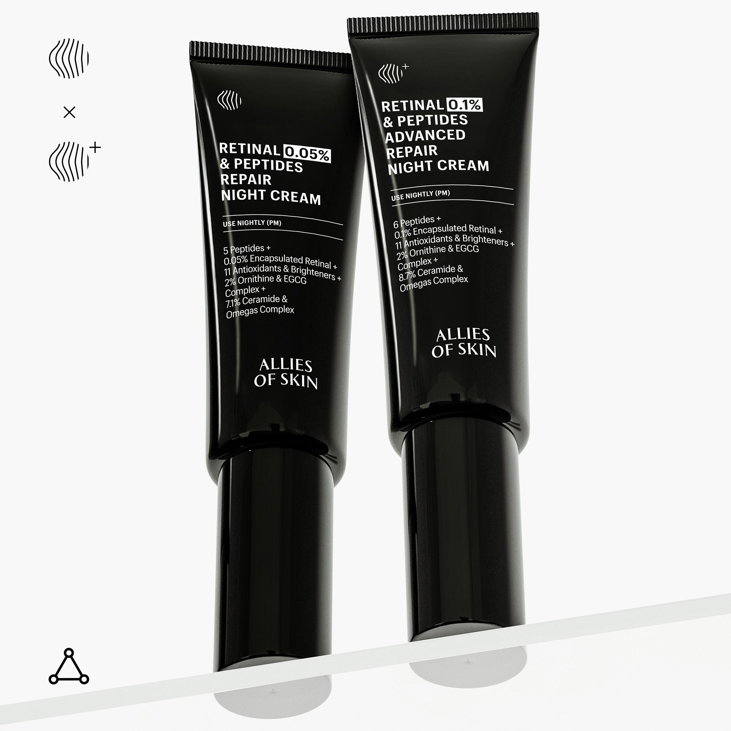 Allies of Skin Retinal 0.1% and Peptides Advanced Repair Night Cream (1.6 oz).